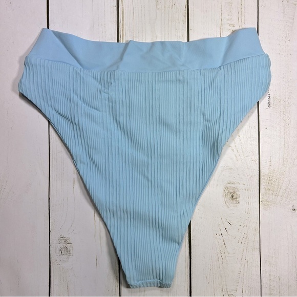 L*Space | Pointelle Rib Court Bitsy Bottom In Sky Blue | S - Picture 8 of 13